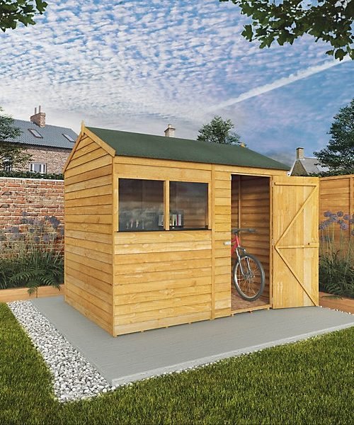 Mercia Overlap 8x6 ft Reverse apex Wooden Shed with floor & 2 windows